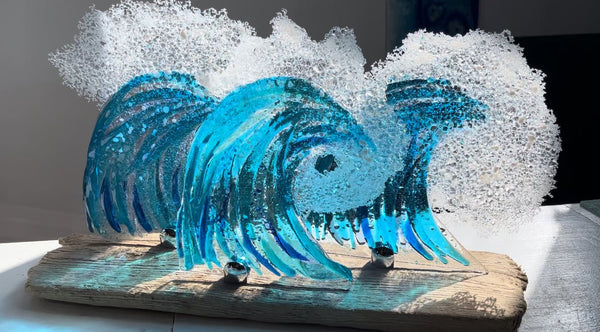 Glass Waves(Triple roller) on driftwood - Arts & Crafts - Studio Shards