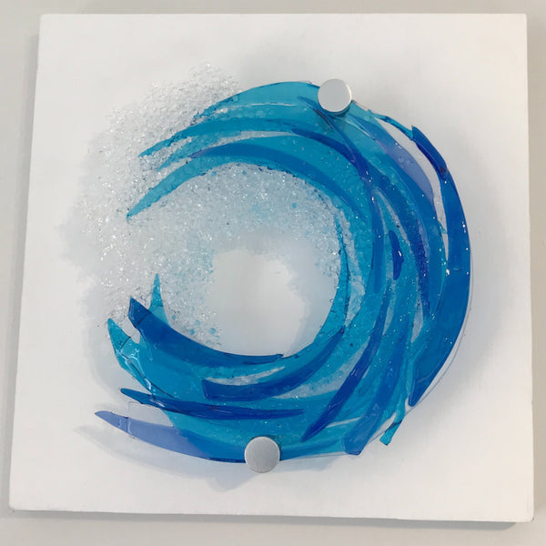 Glass Wave-wall mounted on standoffs or framed on acrylic - Studio Shards