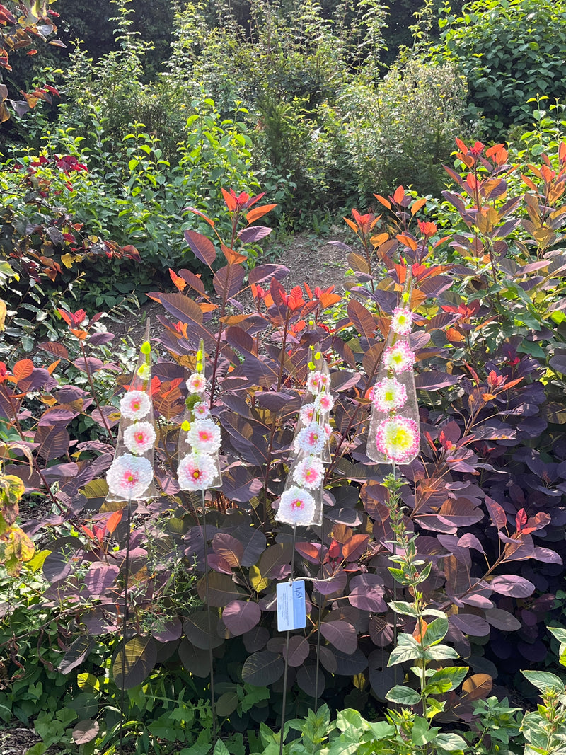 Glass Garden flowers-Hollyhocks
