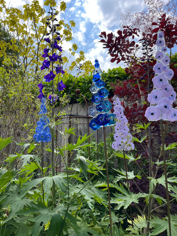 Glass Garden Flowers - Delphinium - Garden Art - Studio Shards