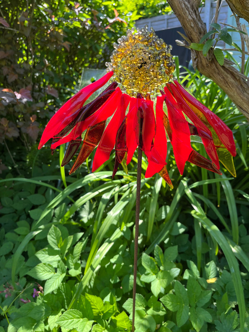 Glass Garden Flowers - Echinacea - Garden Art - Studio Shards