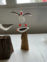 Double Glass and Driftwood Seagull Sculpture