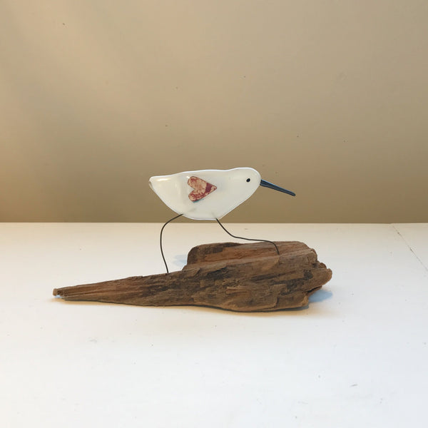 Glass and Driftwood Love Bird Sculpture-single - Studio Shards