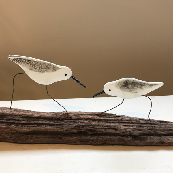 Glass & Driftwood Bird Sculpture (pair) - Homeware - Studio Shards