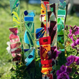 Glass Garden Container/Pot Stick - Garden Art - Studio Shards